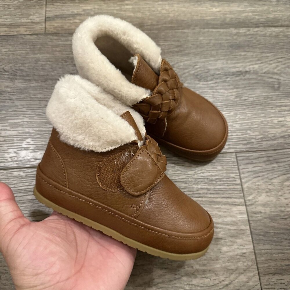 Donsje Buddy Leather Brown Boots Size 26 US 9.5 Shearling Lining Soft